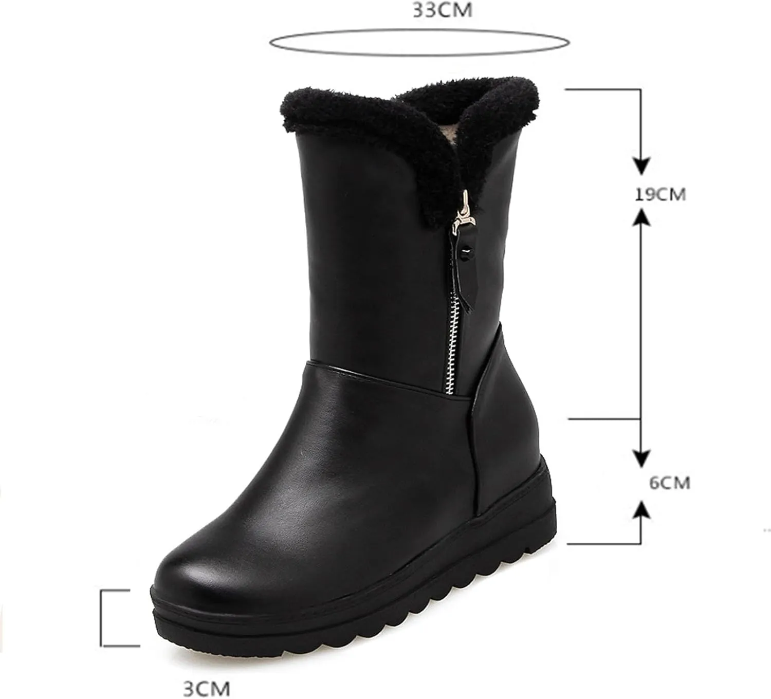 Thick Soled Short Snow Boots, Short Plush Lined Raw Edge Warm Straight Boots V-Neck Fashionable Ankle Boots Waterproof and Non-Slip Women's Winter Boots