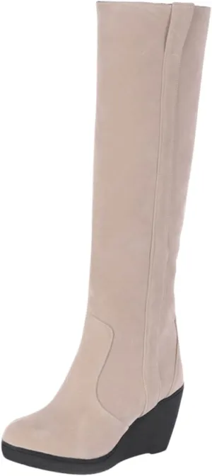 Thigh High Over The Knee Boots for Women Flat Low Heel Fall Winter Stretch Suede Long Round Toe Boots