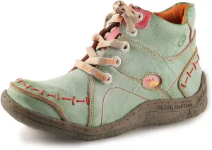 TMA EYES Women's Handmade Quilted Leather Classical Lace up Fashion Comfortable Ankle Platform Booties