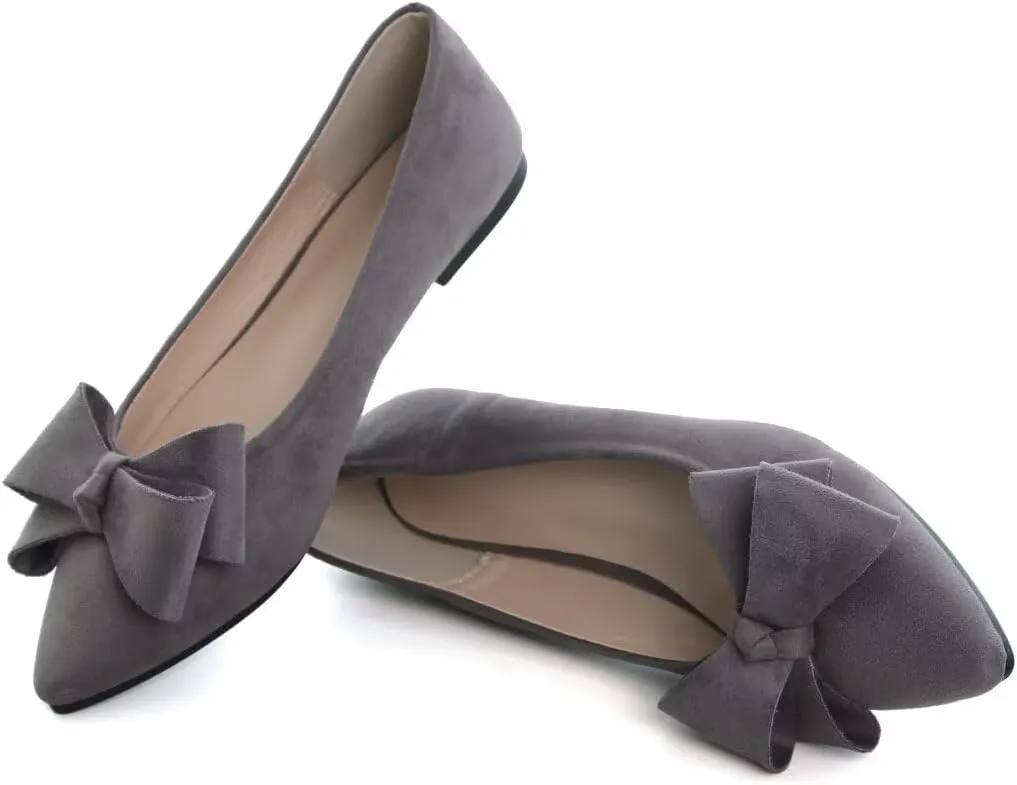 TN TANGNEST Women Classical Bowknot Flats Comfort Slip-on Pointed Toe Dress Shoes Walking Flats