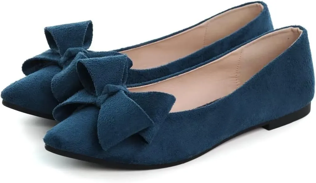 TN TANGNEST Women Classical Bowknot Flats Comfort Slip-on Pointed Toe Dress Shoes Walking Flats