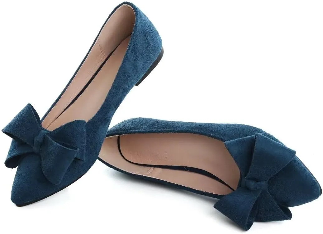TN TANGNEST Women Classical Bowknot Flats Comfort Slip-on Pointed Toe Dress Shoes Walking Flats