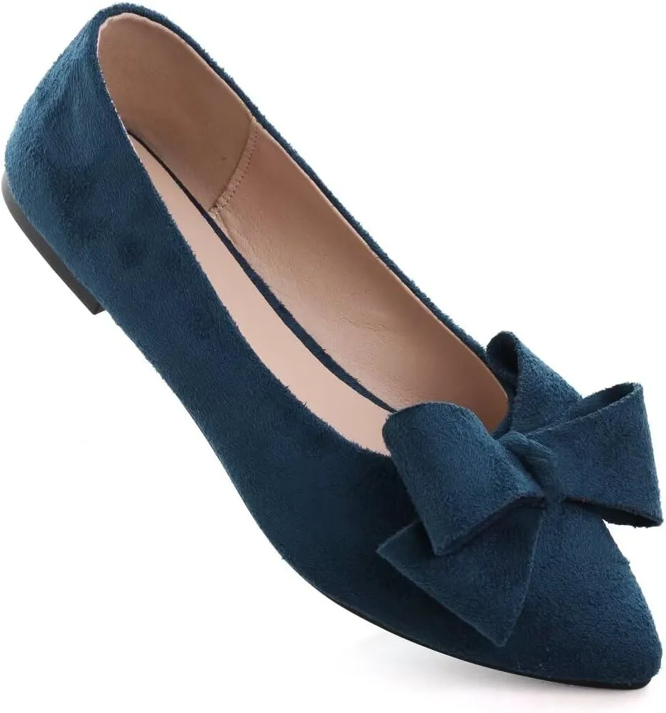 TN TANGNEST Women Classical Bowknot Flats Comfort Slip-on Pointed Toe Dress Shoes Walking Flats