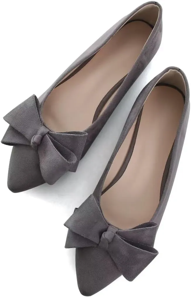 TN TANGNEST Women Classical Bowknot Flats Comfort Slip-on Pointed Toe Dress Shoes Walking Flats