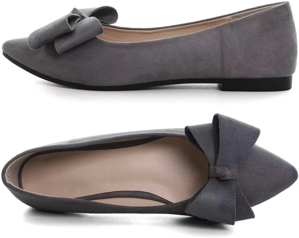 TN TANGNEST Women Classical Bowknot Flats Comfort Slip-on Pointed Toe Dress Shoes Walking Flats
