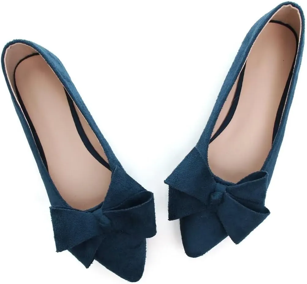 TN TANGNEST Women Classical Bowknot Flats Comfort Slip-on Pointed Toe Dress Shoes Walking Flats