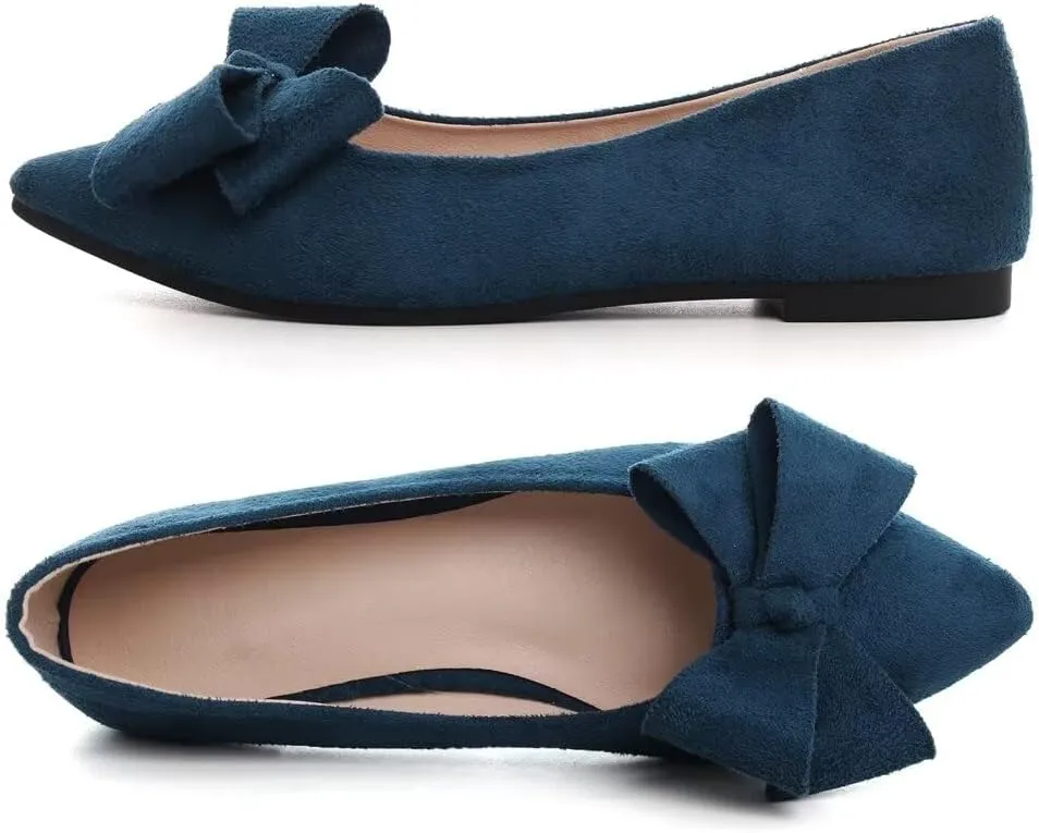TN TANGNEST Women Classical Bowknot Flats Comfort Slip-on Pointed Toe Dress Shoes Walking Flats