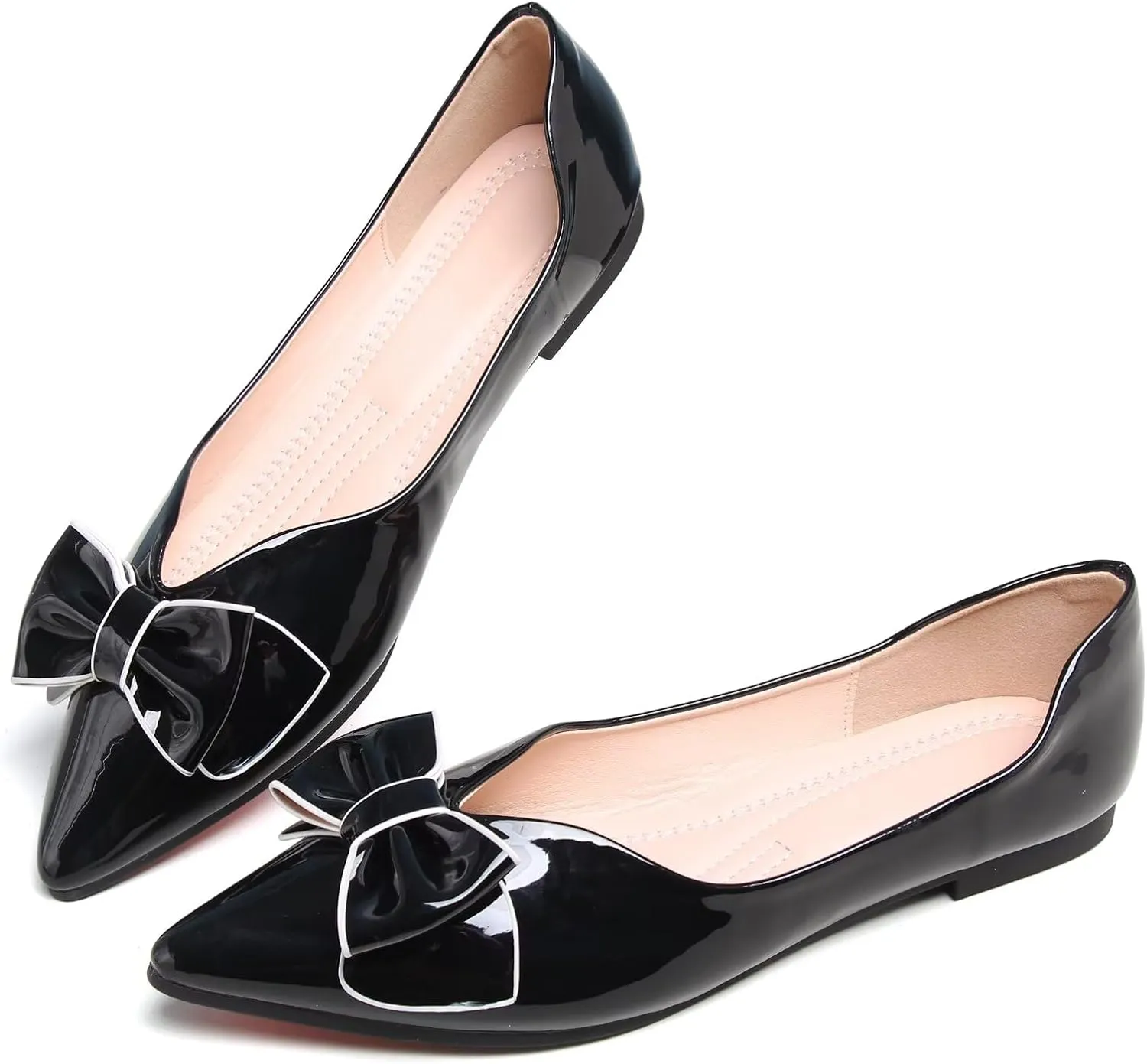 TN TANGNEST Womens Christmas Flat Shoes Snowflake Bell Bowknot Flats Fashion Pointed Toe Comfortable Slip On Flats