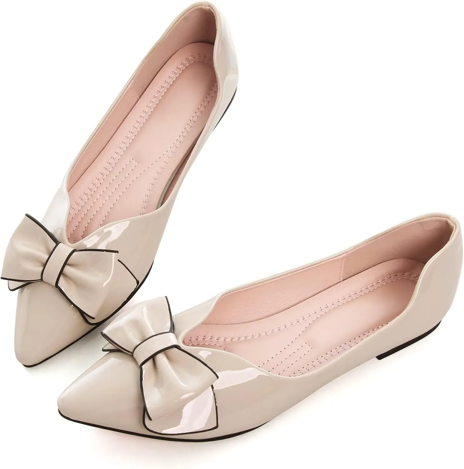 TN TANGNEST Womens Christmas Flat Shoes Snowflake Bell Bowknot Flats Fashion Pointed Toe Comfortable Slip On Flats
