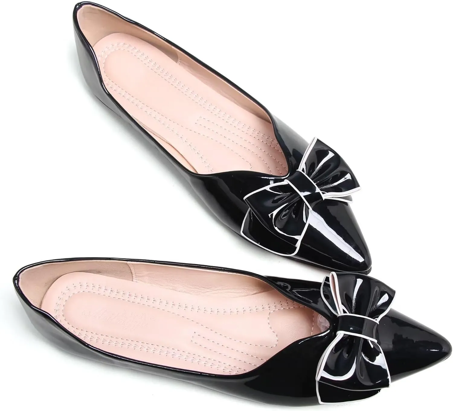 TN TANGNEST Womens Christmas Flat Shoes Snowflake Bell Bowknot Flats Fashion Pointed Toe Comfortable Slip On Flats