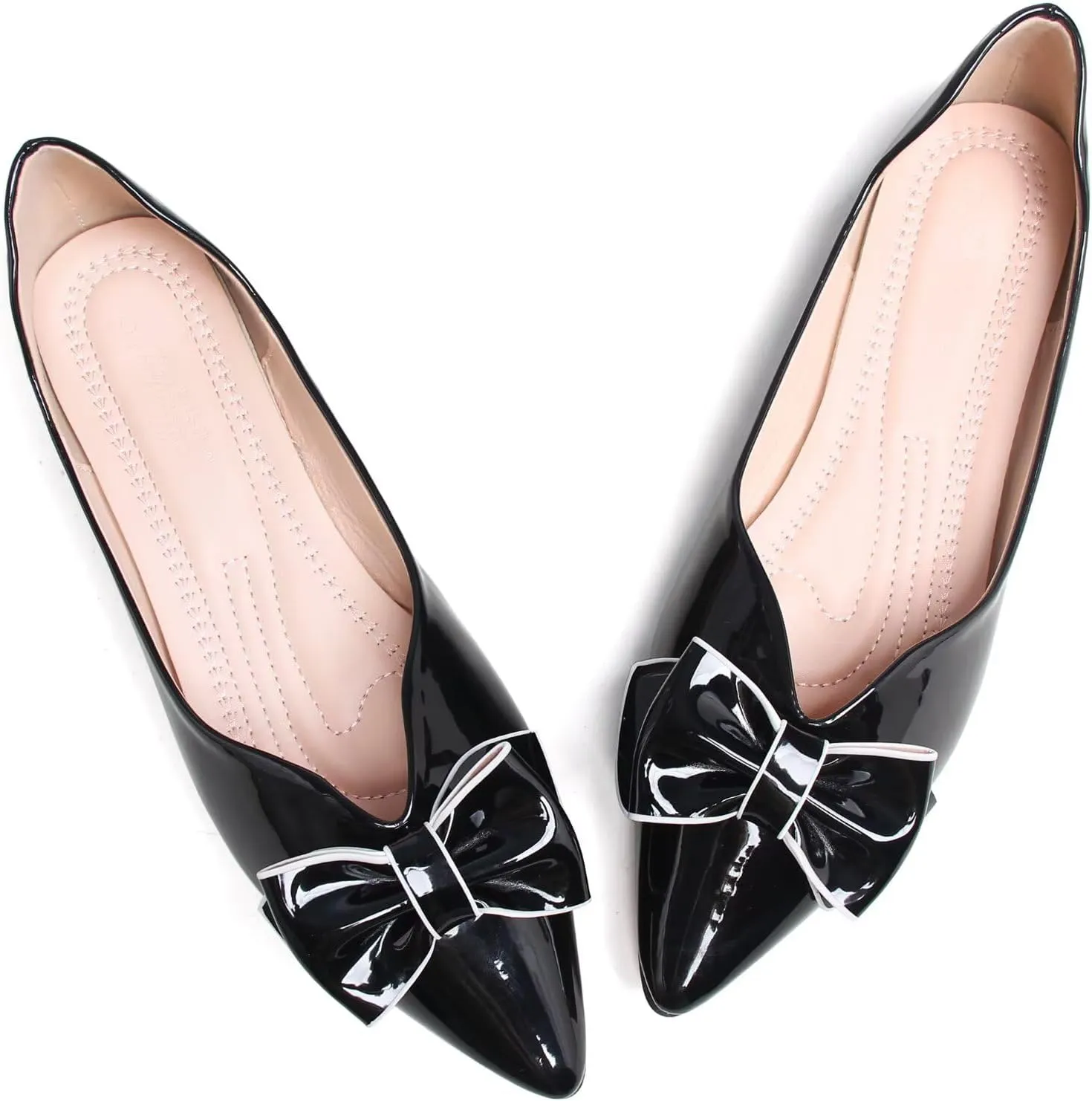 TN TANGNEST Womens Christmas Flat Shoes Snowflake Bell Bowknot Flats Fashion Pointed Toe Comfortable Slip On Flats