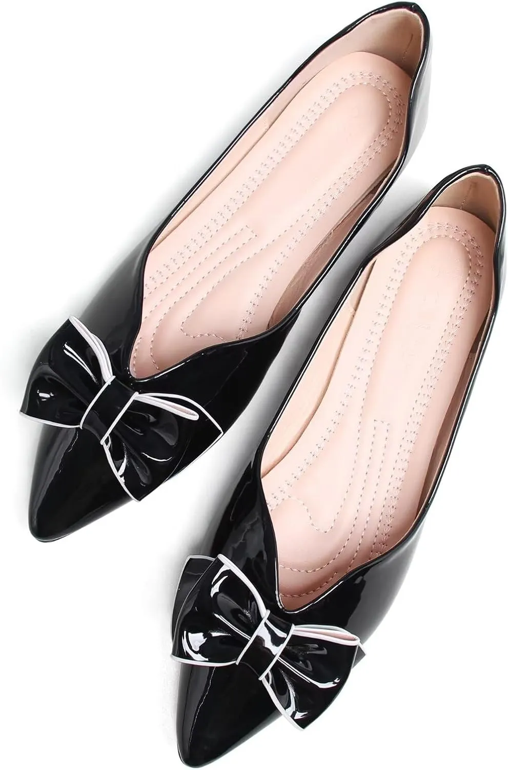 TN TANGNEST Womens Christmas Flat Shoes Snowflake Bell Bowknot Flats Fashion Pointed Toe Comfortable Slip On Flats