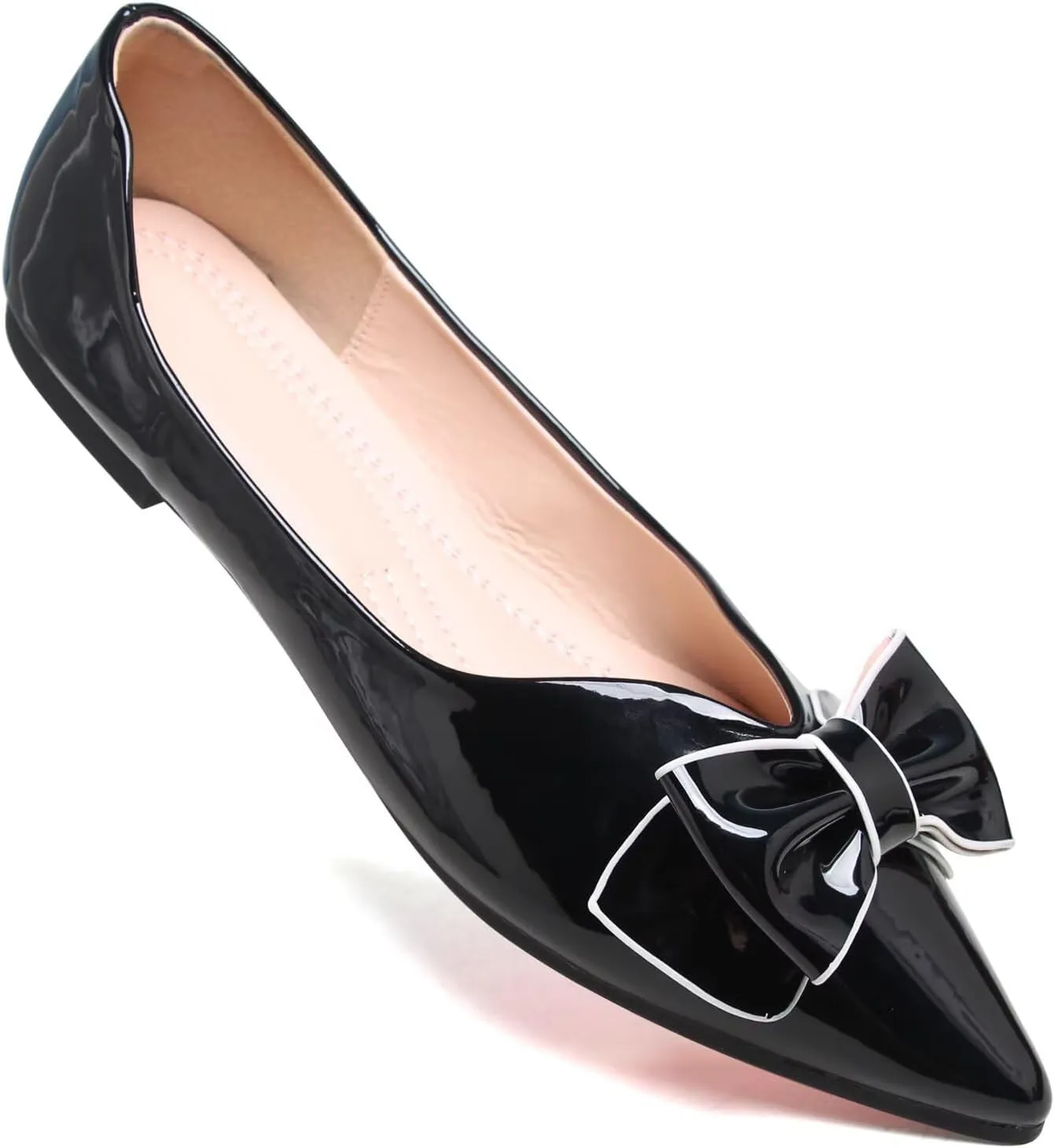 TN TANGNEST Womens Christmas Flat Shoes Snowflake Bell Bowknot Flats Fashion Pointed Toe Comfortable Slip On Flats
