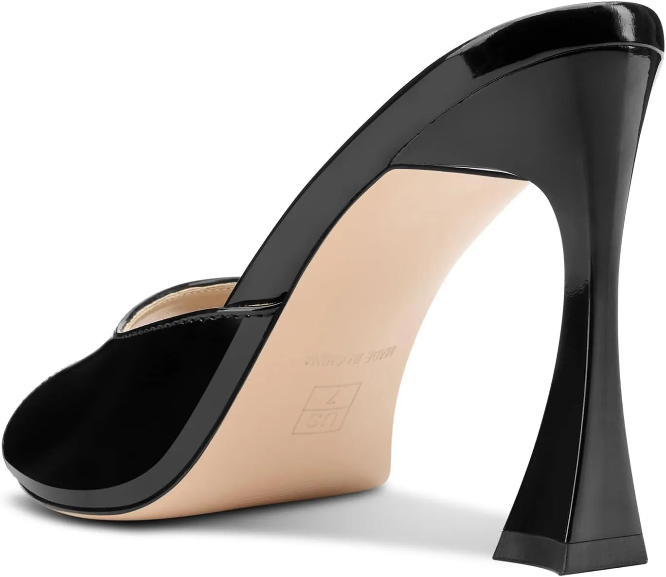 TNYNFBEB Womens Stiletto High Heel Peep Open Toe Sandals Mules Shoes Slingback Slip-on Prom Party Dress Patent Leather 3.9 Inches Heels