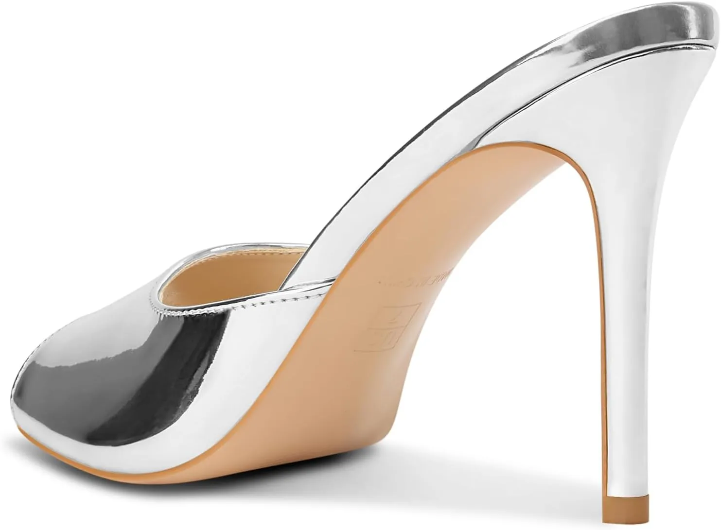 TNYNFBEB Womens Stiletto High Heel Peep Open Toe Sandals Mules Shoes Slingback Slip-on Prom Party Dress Patent Leather 3.9 Inches Heels