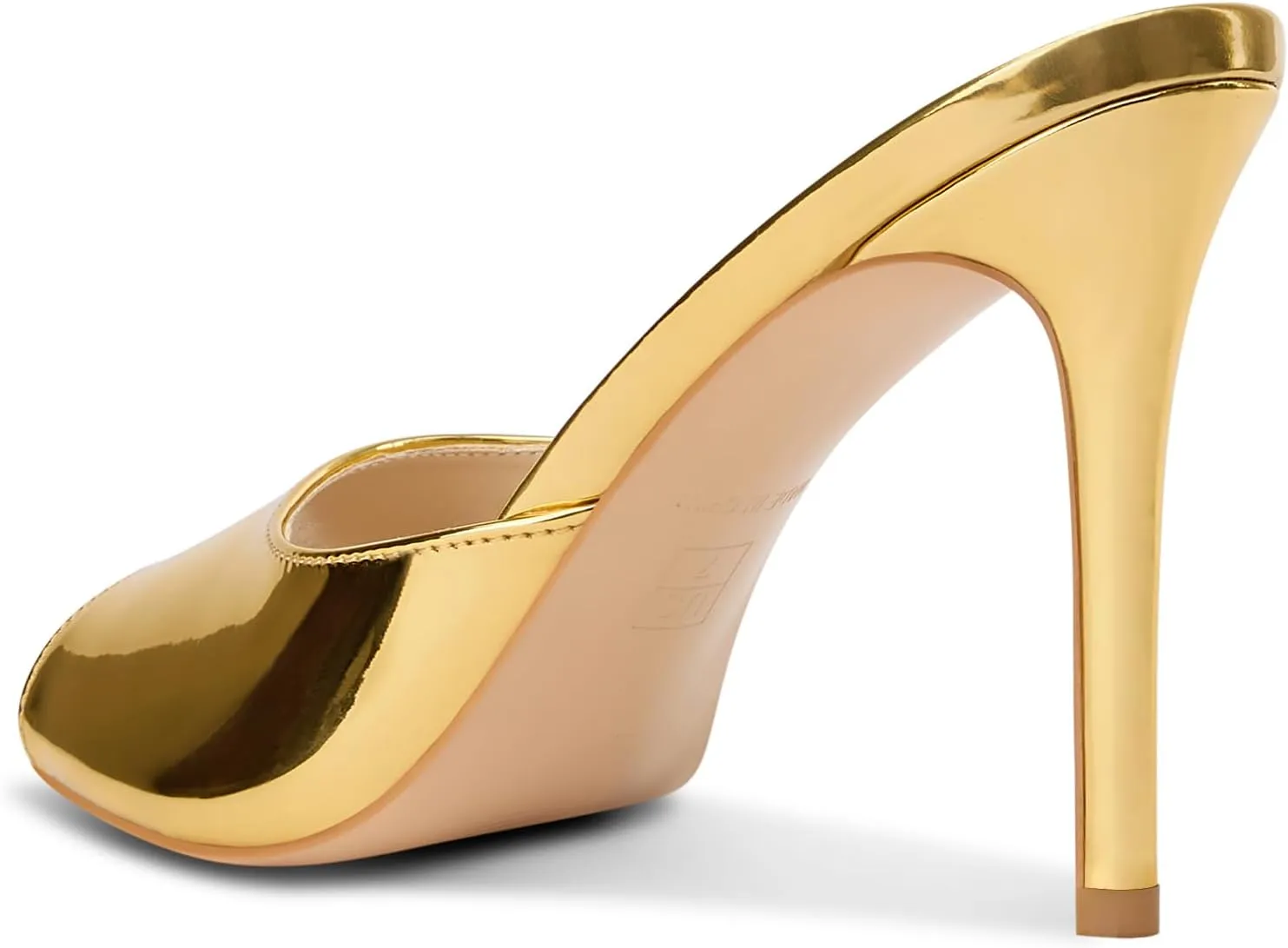 TNYNFBEB Womens Stiletto High Heel Peep Open Toe Sandals Mules Shoes Slingback Slip-on Prom Party Dress Patent Leather 3.9 Inches Heels