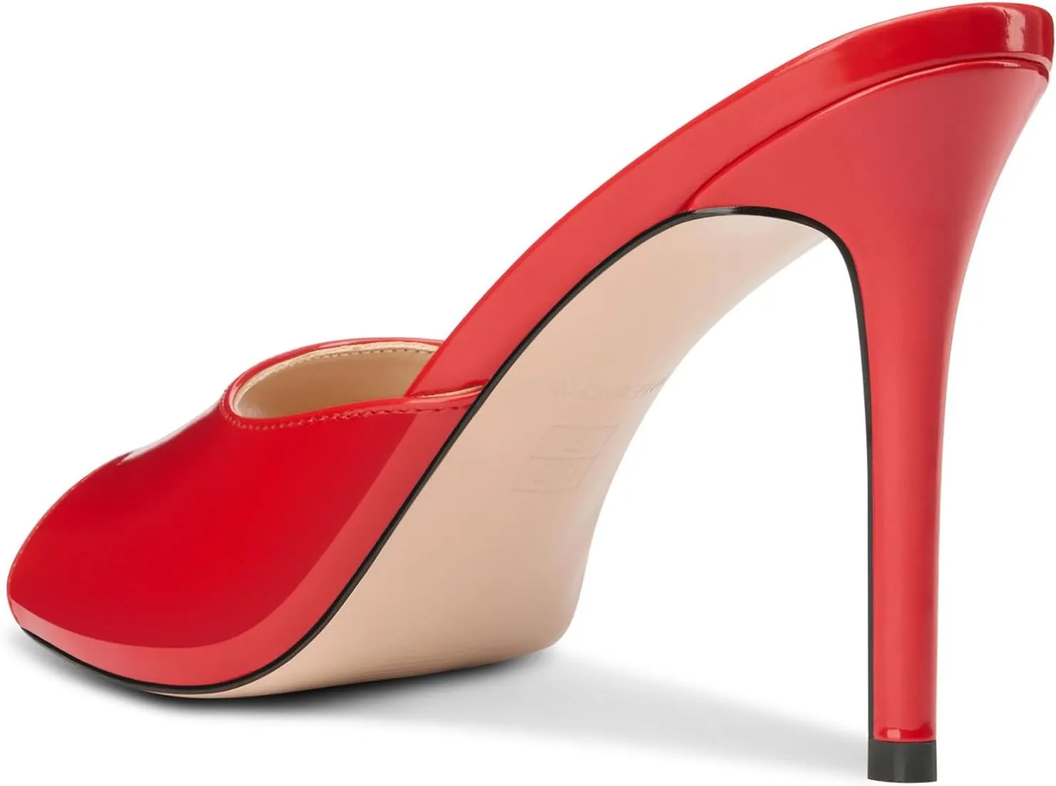 TNYNFBEB Womens Stiletto High Heel Peep Open Toe Sandals Mules Shoes Slingback Slip-on Prom Party Dress Patent Leather 3.9 Inches Heels