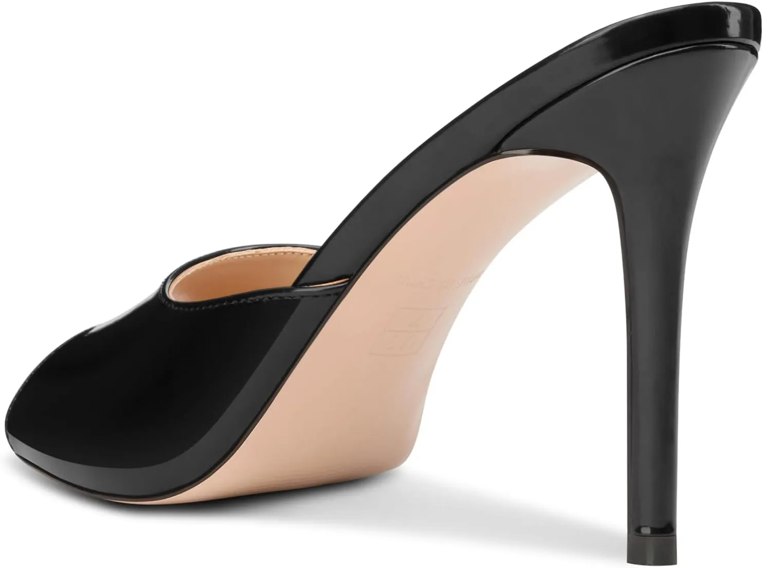 TNYNFBEB Womens Stiletto High Heel Peep Open Toe Sandals Mules Shoes Slingback Slip-on Prom Party Dress Patent Leather 3.9 Inches Heels