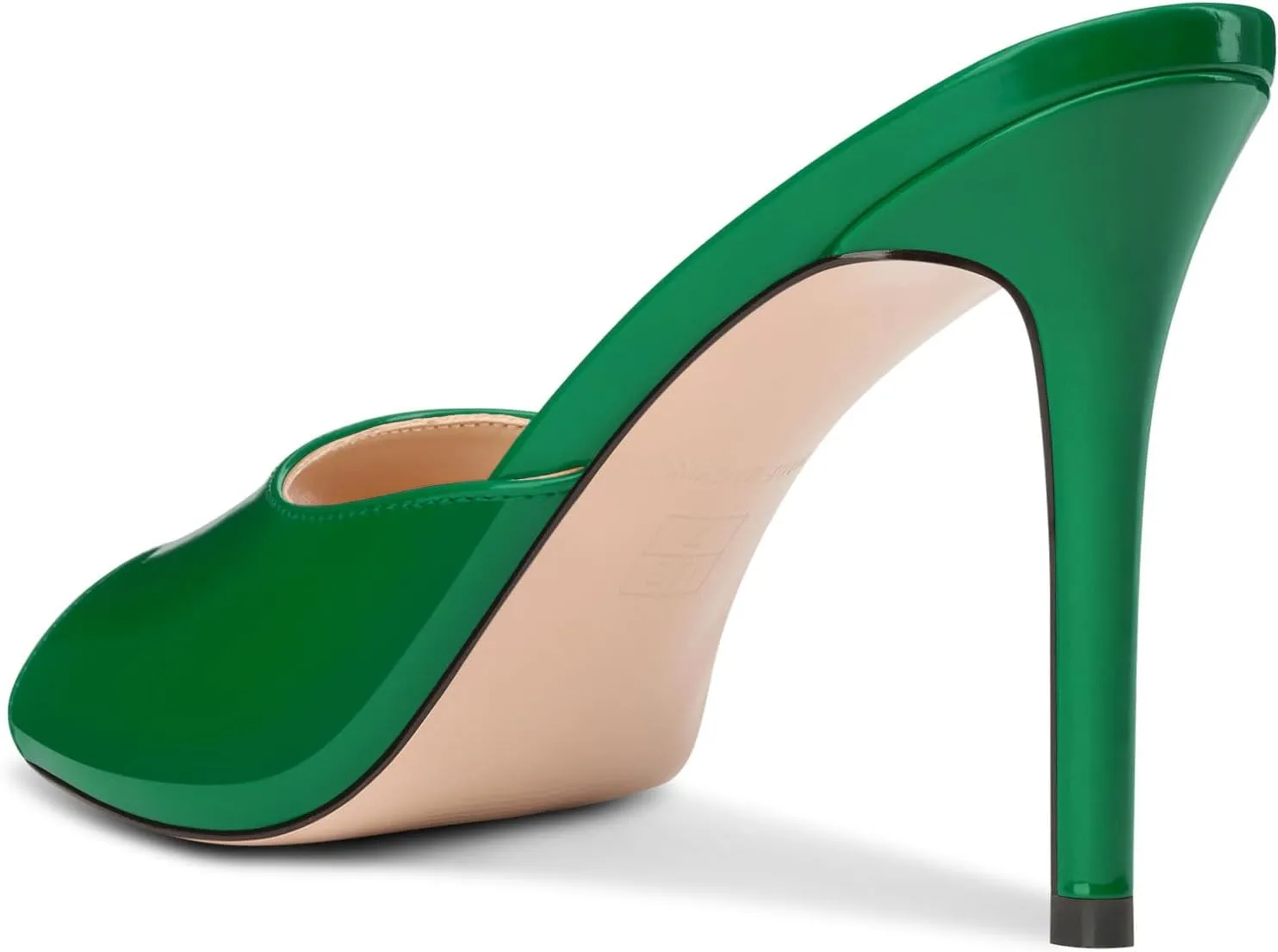 TNYNFBEB Womens Stiletto High Heel Peep Open Toe Sandals Mules Shoes Slingback Slip-on Prom Party Dress Patent Leather 3.9 Inches Heels