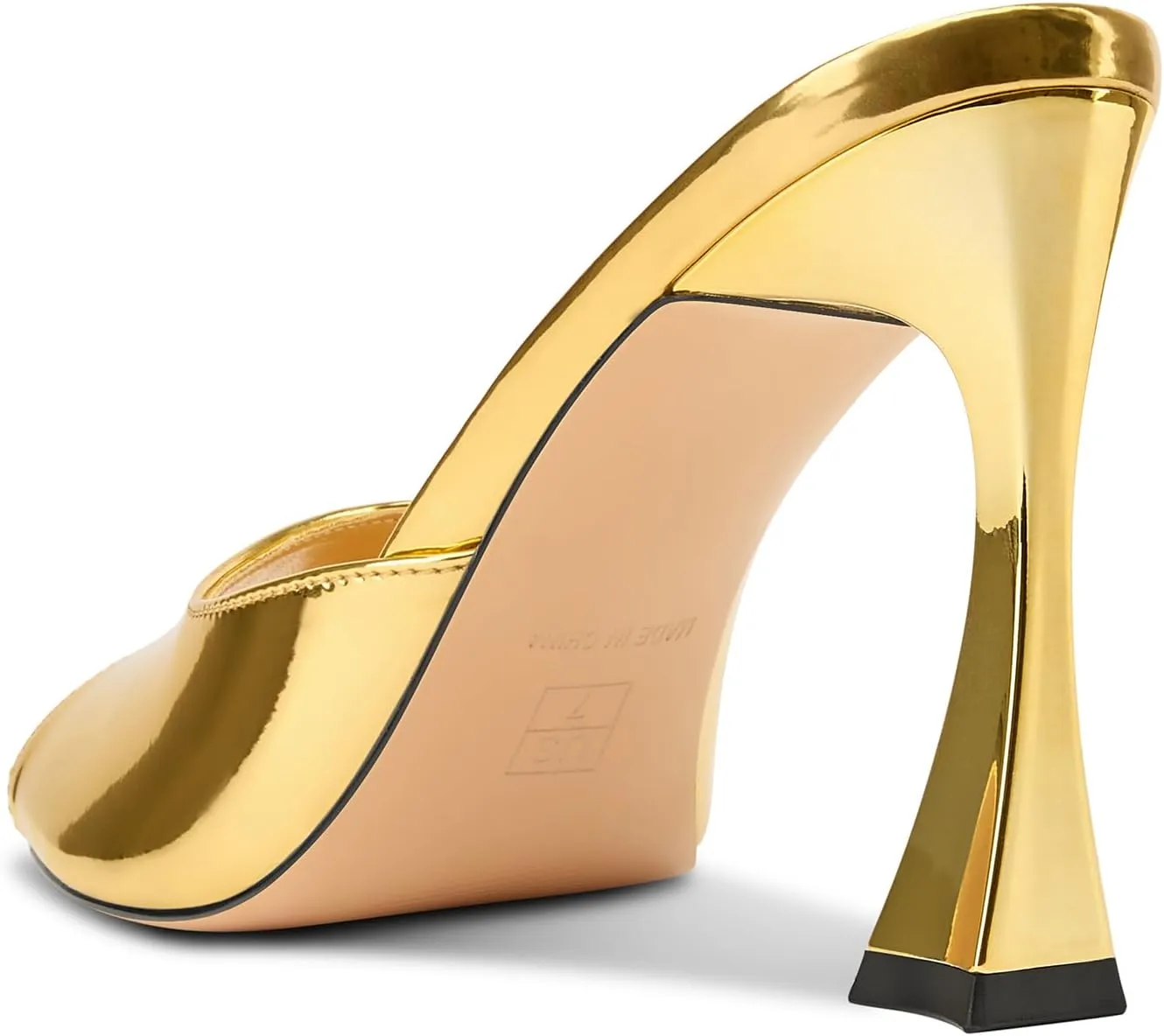 TNYNFBEB Womens Stiletto High Heel Peep Open Toe Sandals Mules Shoes Slingback Slip-on Prom Party Dress Patent Leather 3.9 Inches Heels