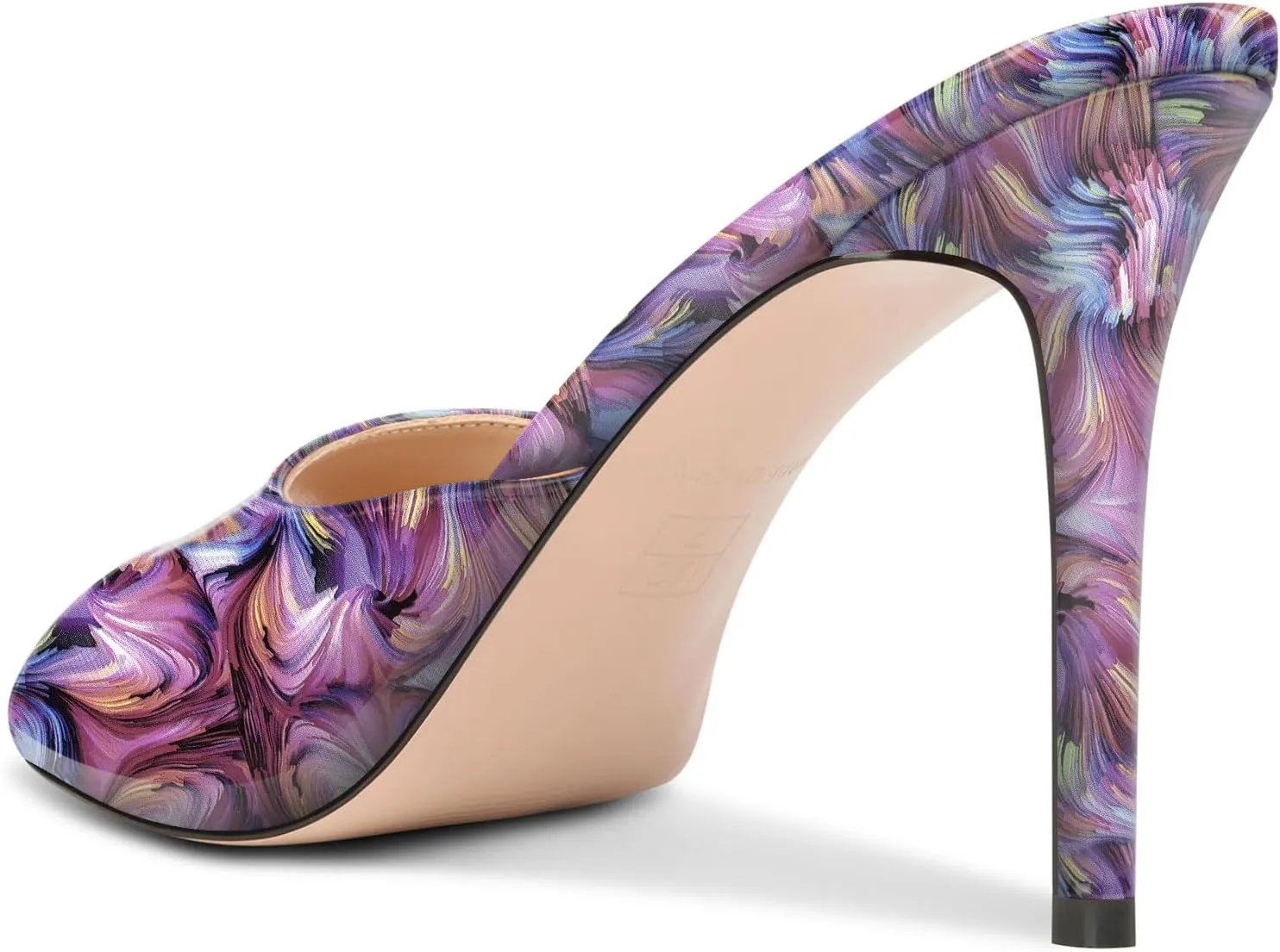 TNYNFBEB Womens Stiletto High Heel Peep Open Toe Sandals Mules Shoes Slingback Slip-on Prom Party Dress Patent Leather 3.9 Inches Heels