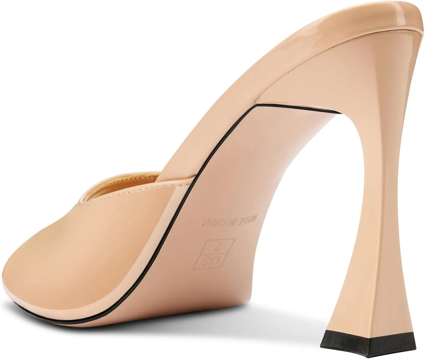 TNYNFBEB Womens Stiletto High Heel Peep Open Toe Sandals Mules Shoes Slingback Slip-on Prom Party Dress Patent Leather 3.9 Inches Heels