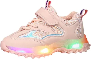 Toddler Baby Boys Girls Glitter Sneakers Lace Strap Sole Non Slip First Walking Sequins Sport Shoes Running Casual Shoes