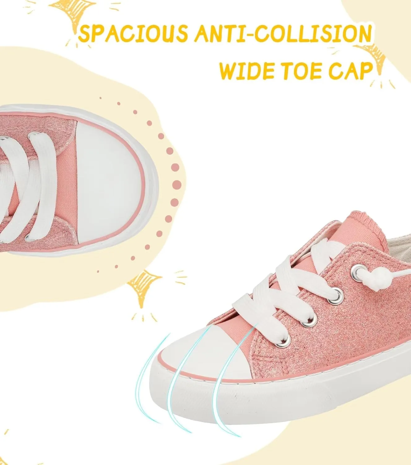 Toddler Kids Canvas Sneakers Sparkle Glitter Sequins Shoes Slip On Soft and Durable