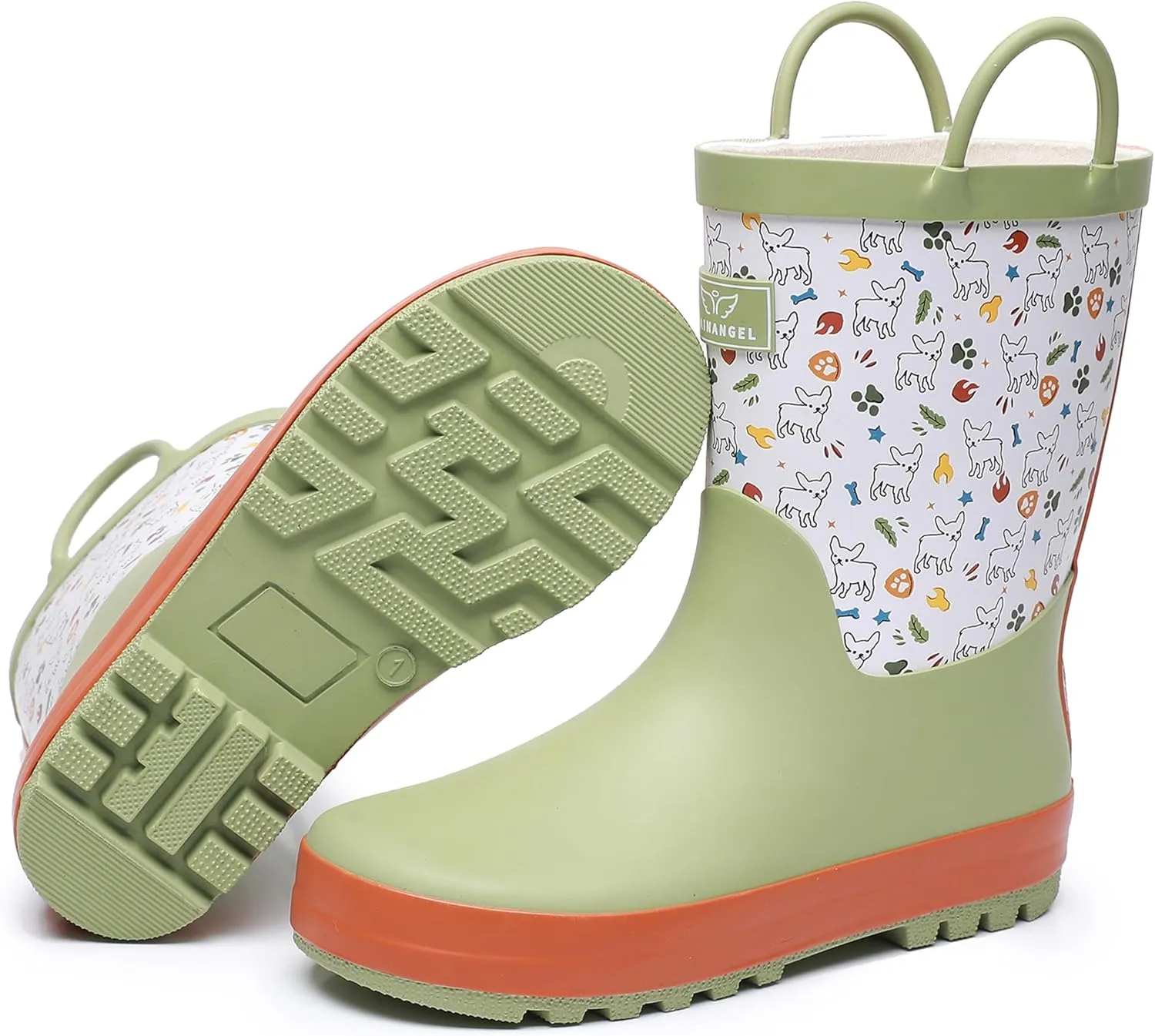Toddler Rain Boots with Easy-On Handles, Waterproof Rubber Kids Rain Boots for Girls and Boys, in Fun Printed & Colors Unisex-Child Outdoor Rain Boots