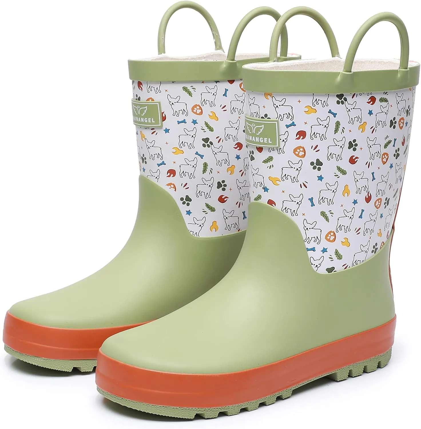 Toddler Rain Boots with Easy-On Handles, Waterproof Rubber Kids Rain Boots for Girls and Boys, in Fun Printed & Colors Unisex-Child Outdoor Rain Boots
