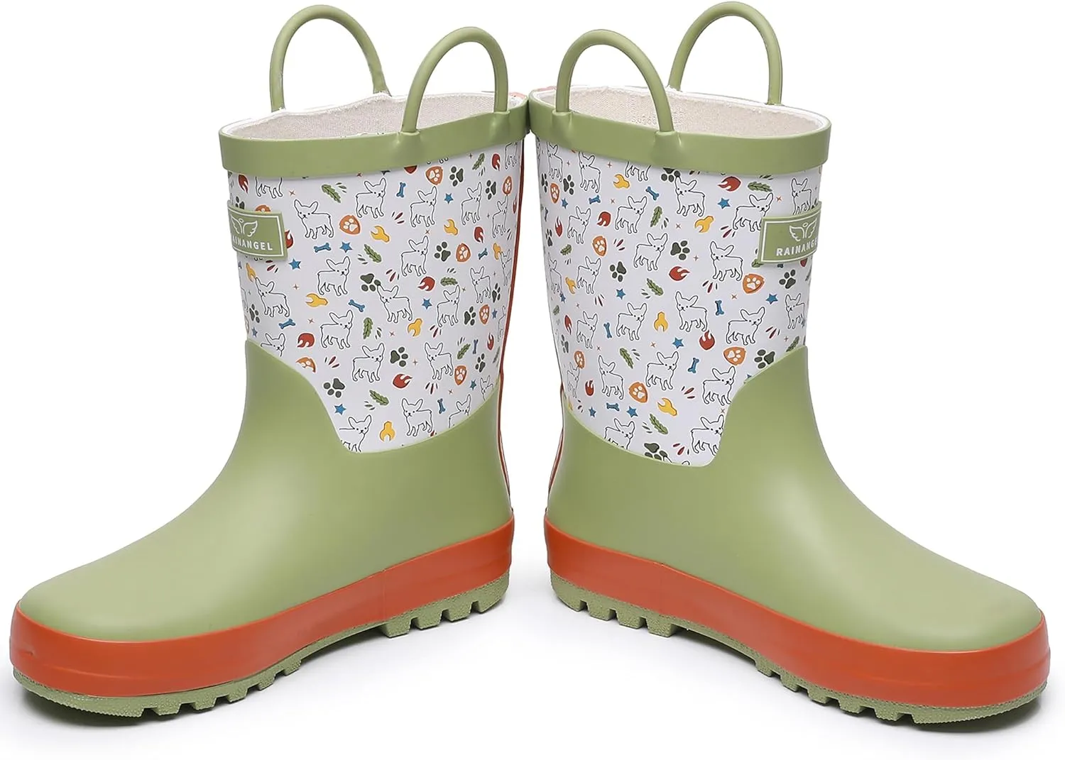 Toddler Rain Boots with Easy-On Handles, Waterproof Rubber Kids Rain Boots for Girls and Boys, in Fun Printed & Colors Unisex-Child Outdoor Rain Boots