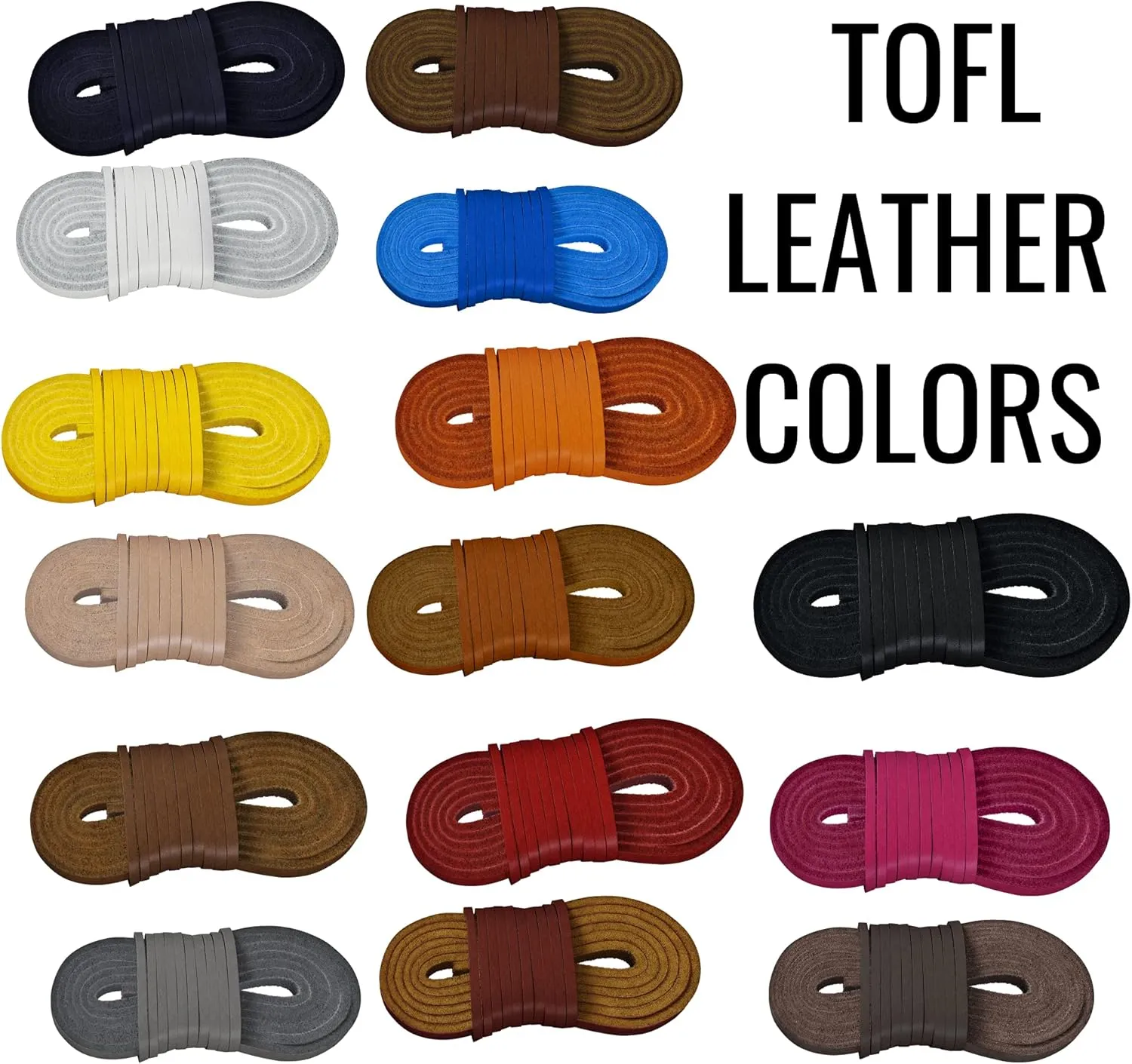 TOFL Leather Boot Laces|1/8 Inch Thick 72 Inches Long|2 Leather Strips [1 Pair]