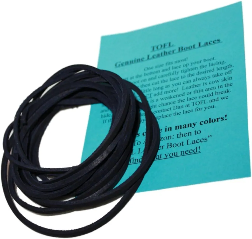 TOFL Leather Boot Laces|1/8 Inch Thick 72 Inches Long|2 Leather Strips [1 Pair]