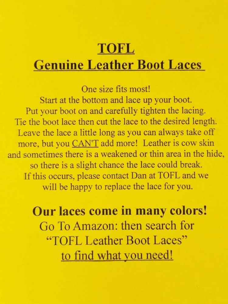 TOFL Leather Boot Laces|1/8 Inch Thick 72 Inches Long|2 Leather Strips [1 Pair]