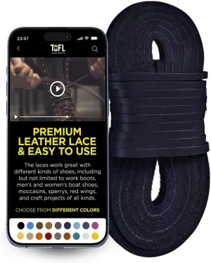 TOFL Leather Boot Laces|1/8 Inch Thick 72 Inches Long|2 Leather Strips [1 Pair]