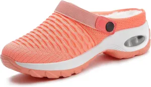 Trsorini Mules Clogs for Women Summer Air Cushion Platform Mesh Mules Sneaker Sandals for Female Lightweight Beach Shoes Outdoor Slippers Walking Shoes