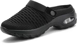 Trsorini Mules Clogs for Women Summer Air Cushion Platform Mesh Mules Sneaker Sandals for Female Lightweight Beach Shoes Outdoor Slippers Walking Shoes