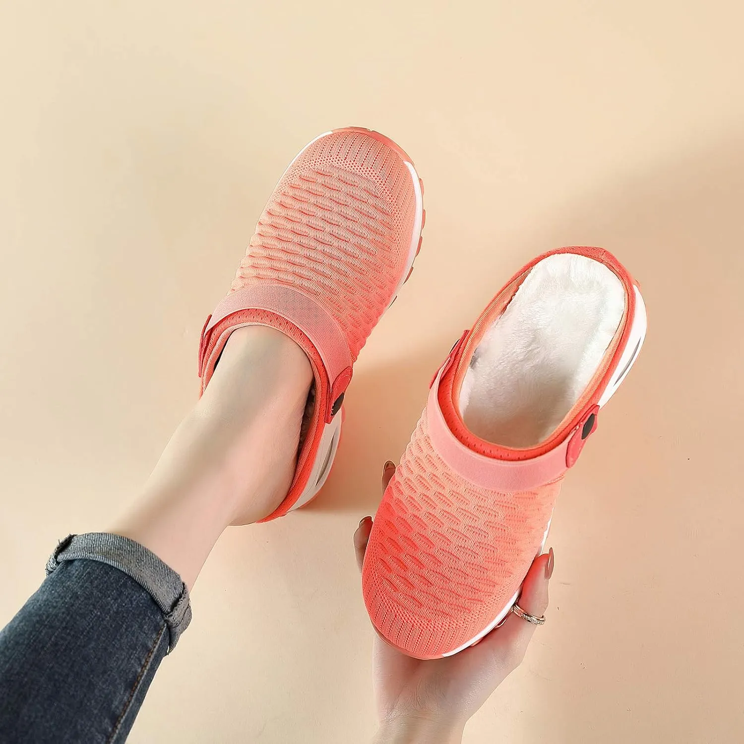 Trsorini Mules Clogs for Women Summer Air Cushion Platform Mesh Mules Sneaker Sandals for Female Lightweight Beach Shoes Outdoor Slippers Walking Shoes