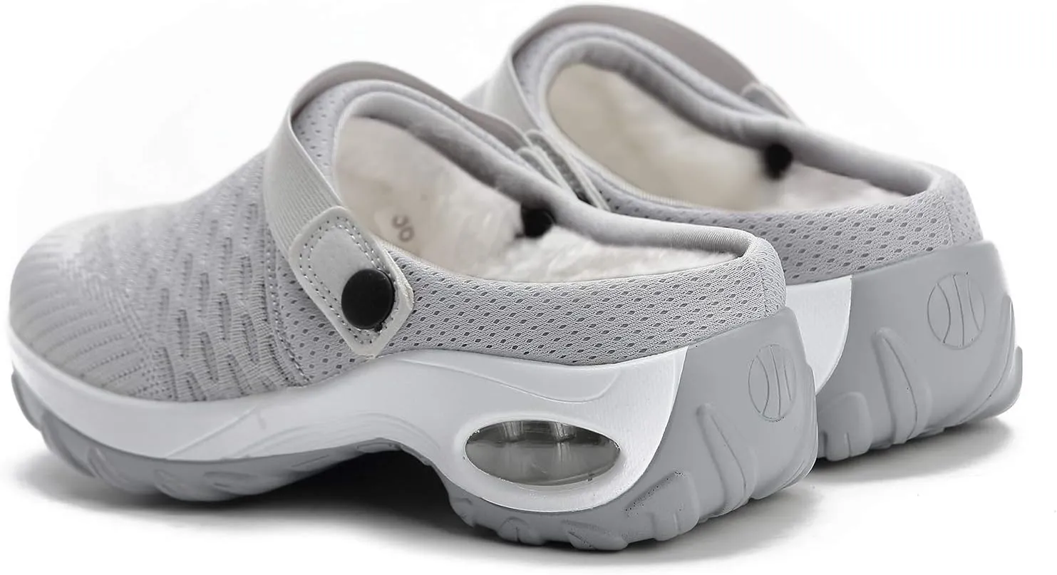 Trsorini Mules Clogs for Women Summer Air Cushion Platform Mesh Mules Sneaker Sandals for Female Lightweight Beach Shoes Outdoor Slippers Walking Shoes