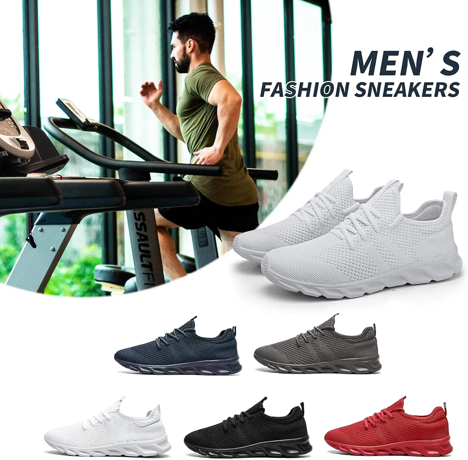 Tvtaop Mens Tennis Shoes Athletic Running Shoes Lightweight Sneakers Non Slip Walking Gym Shoes