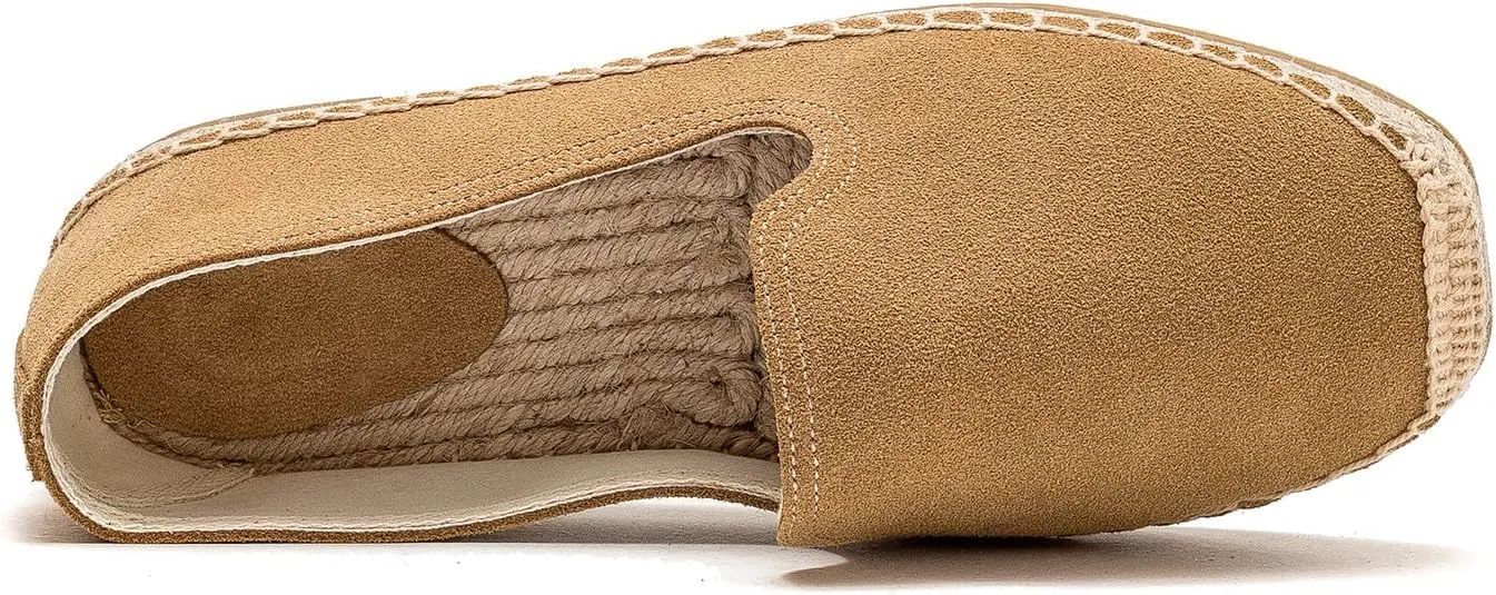 U-lite Men's Classic Suede Canvas Round Cap Toe Espadrilles Loafers Pure Color Slip On Comfortable Flats Shoes