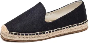 U-lite Men's Classic Suede Canvas Round Cap Toe Espadrilles Loafers Pure Color Slip On Comfortable Flats Shoes