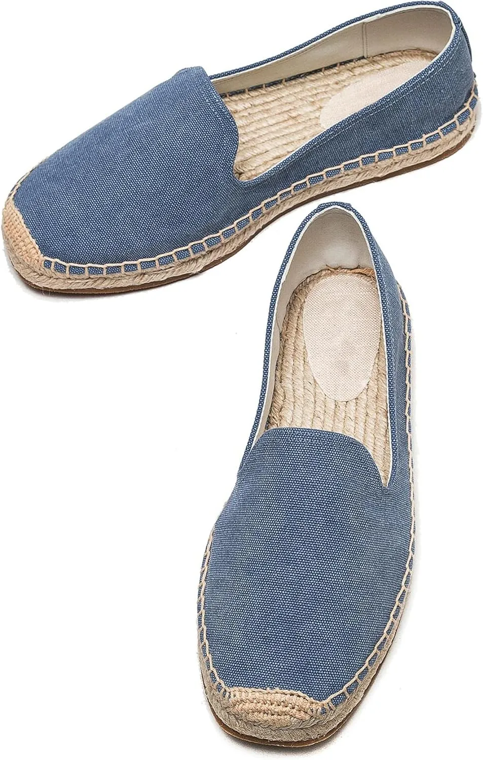 U-lite Men's Classic Suede Canvas Round Cap Toe Espadrilles Loafers Pure Color Slip On Comfortable Flats Shoes