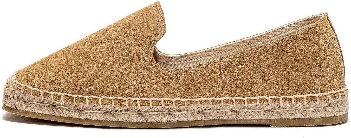 U-lite Men's Classic Suede Canvas Round Cap Toe Espadrilles Loafers Pure Color Slip On Comfortable Flats Shoes
