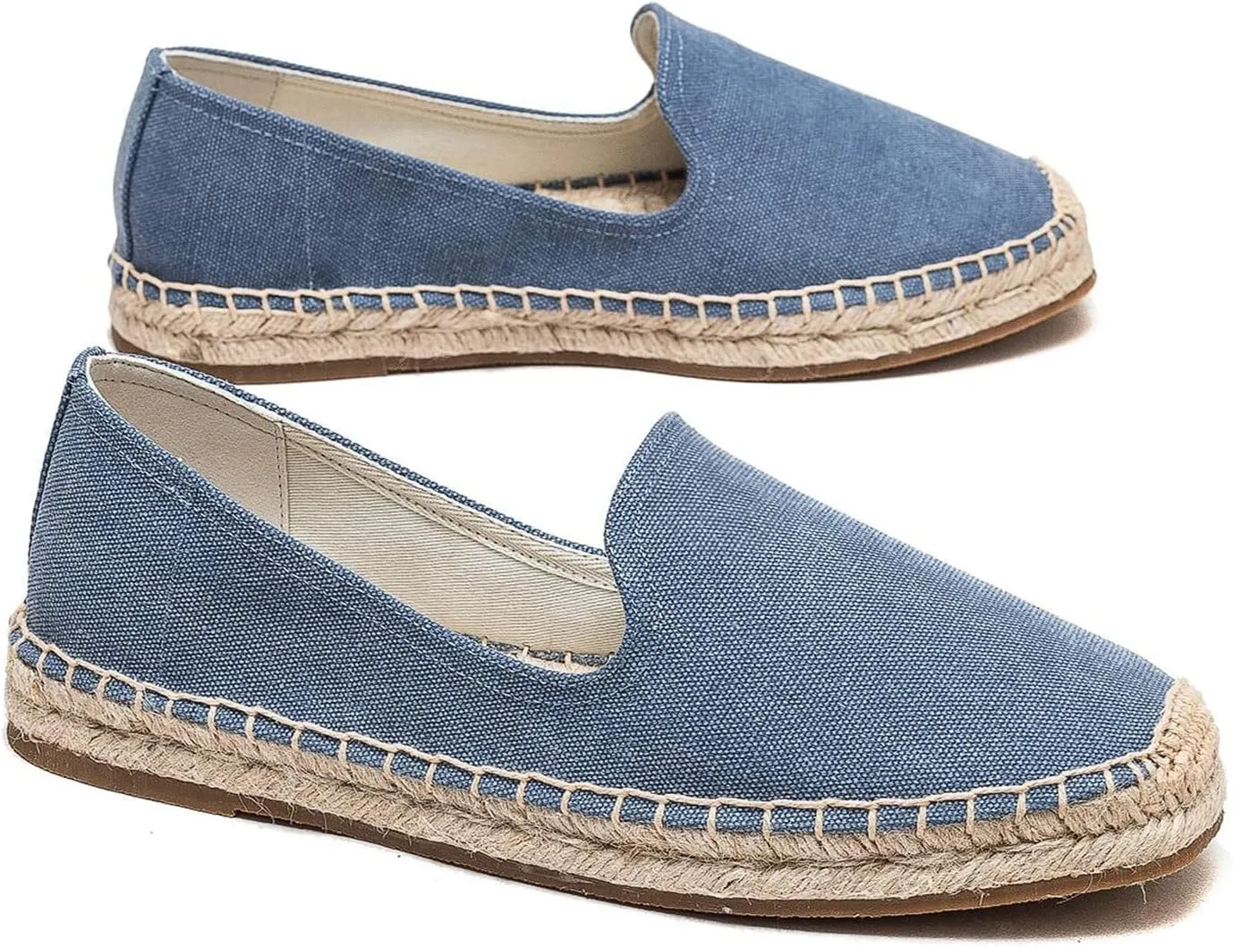 U-lite Men's Classic Suede Canvas Round Cap Toe Espadrilles Loafers Pure Color Slip On Comfortable Flats Shoes