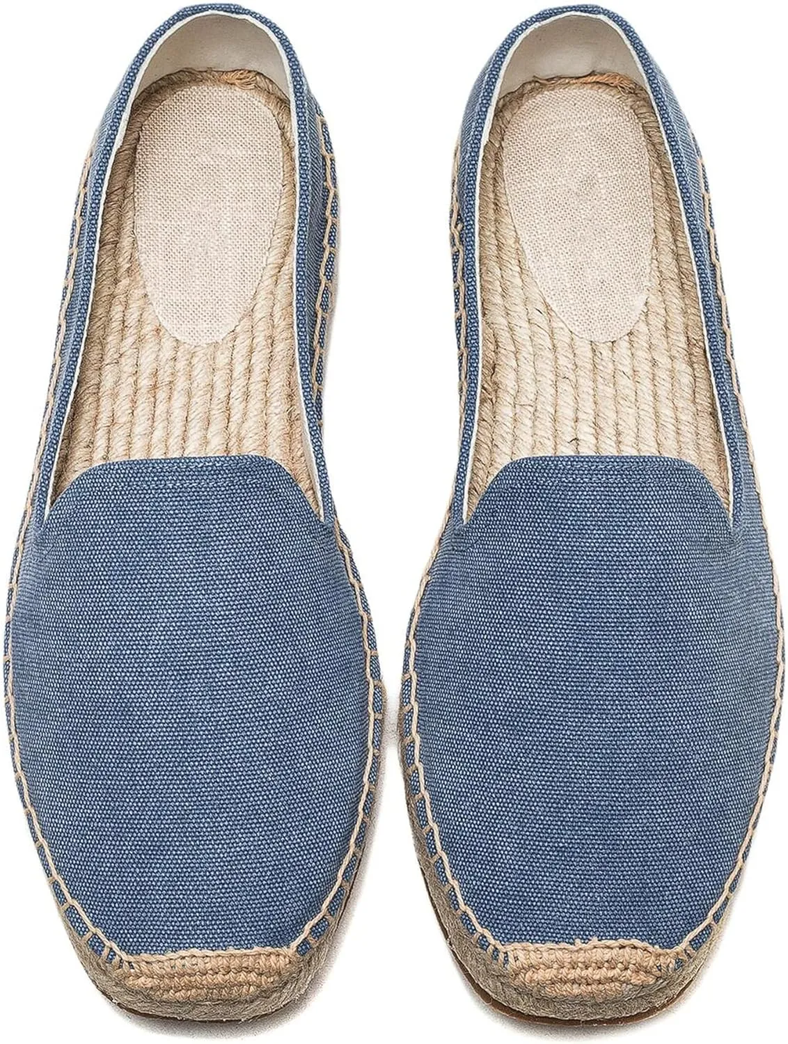 U-lite Men's Classic Suede Canvas Round Cap Toe Espadrilles Loafers Pure Color Slip On Comfortable Flats Shoes