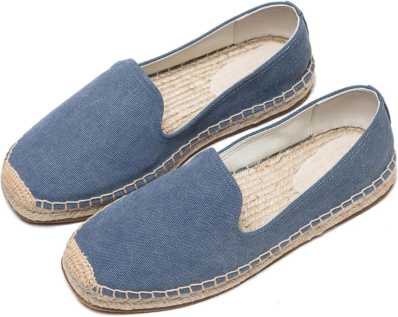 U-lite Men's Classic Suede Canvas Round Cap Toe Espadrilles Loafers Pure Color Slip On Comfortable Flats Shoes