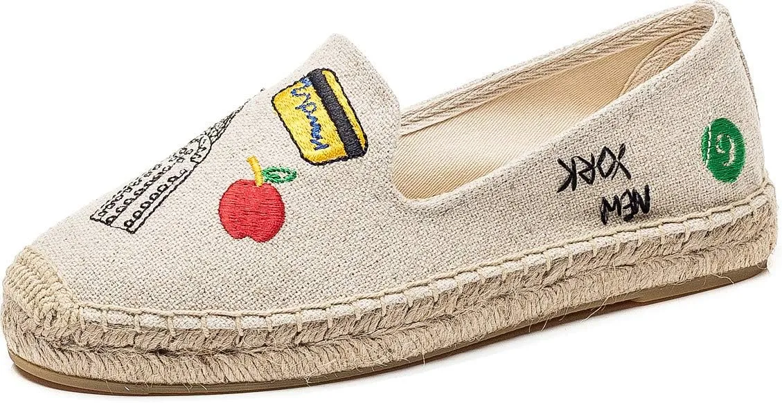 U-lite Women's Casual Flat Cap-Toe Slip on Platform Canvas Espadrilles Smoking Slipper Loafer