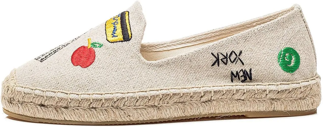 U-lite Women's Casual Flat Cap-Toe Slip on Platform Canvas Espadrilles Smoking Slipper Loafer