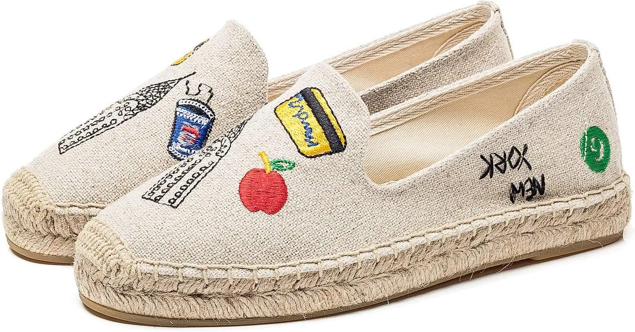 U-lite Women's Casual Flat Cap-Toe Slip on Platform Canvas Espadrilles Smoking Slipper Loafer